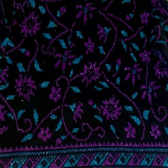 Dana Scott Vintage Black & Purple Sparkle Chunky Knit Sweater Size Medium - Picture 6 of 8